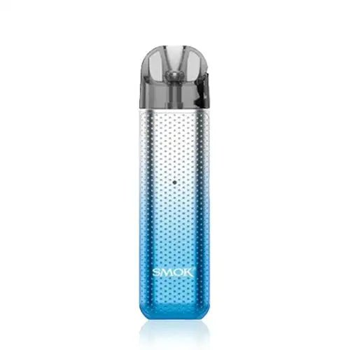 SMOK Novo 2C Pod Kit in Silver Blue – compact and minimalist pod system with a built-in 800mAh battery, draw-activated firing, and compatibility with Novo series pods for a smooth MTL vaping experience.