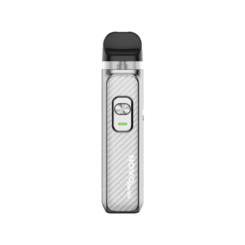 SMOK Novo Master Pod Kit in Silver Carbon Fiber – compact and stylish vape device with a vibrant finish, adjustable airflow, and smooth draw-activated performance.