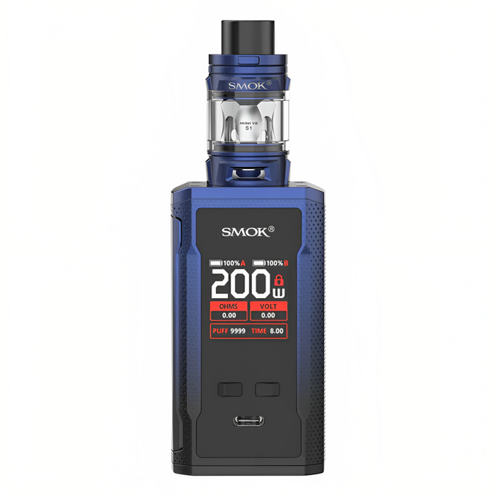 SMOK R-Kiss 2 Vape Kit in Black Blue – powerful dual-battery vape device with a metallic finish, bold design, and advanced performance features.