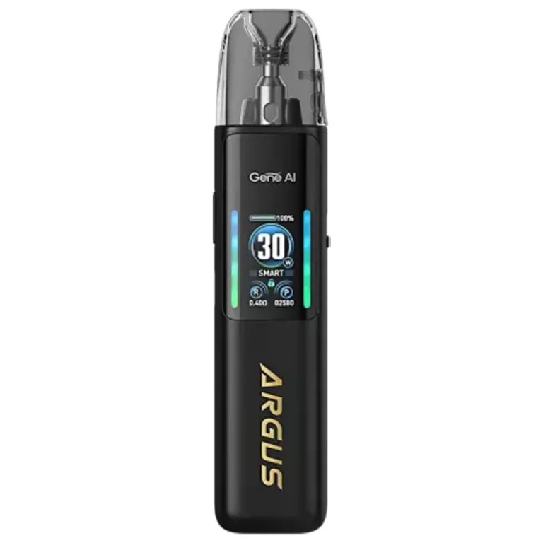 Voopoo Argus G2 Pod Kit in Spray Black – premium pod system with a vibrant dynamic display, adjustable airflow, and intelligent wattage control for a customizable vape experience