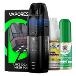 Load image into Gallery viewer, Vaporesso LUXE XR Pod Kit Bundle – futuristic and powerful pod system with a sleek silver finish, with Luxe X replacement pods and 2 nic salts of you choice.