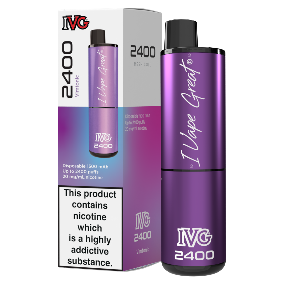 IVG 2400 Disposable Vape Kit in Vimtonic – multi-flavor disposable vape offering up to 2400 puffs with a bold and smooth nicotine delivery.