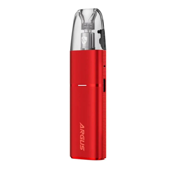 Voopoo Argus G3 Mini Pod Kit in Scarlet Red – compact 1350mAh pod system with 2ml refillable pods, 5–30W output, and built-in coil options for MTL and RDL vaping.