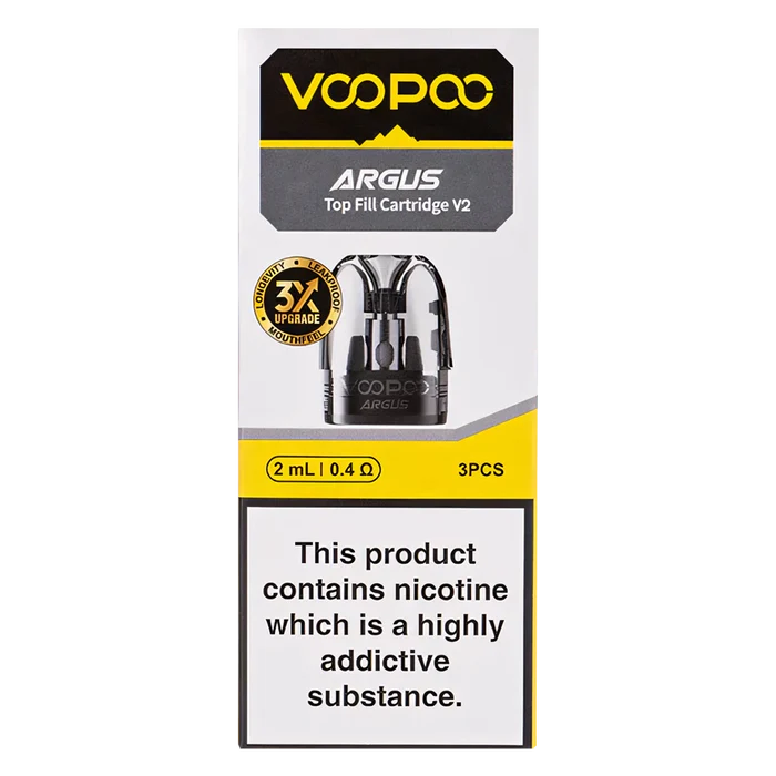 VooPoo Argus Top-Fill V2 Pods – 2ml leak-resistant, magnetic fit, compatible with ITO coils for rich flavor & smooth vaping.