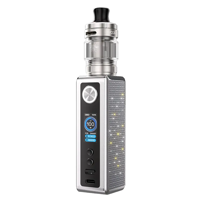 VooPoo Vinci Spark 100 Vape Kit in Silver – sleek and compact vape device with adjustable power, modern design, and smooth performance.