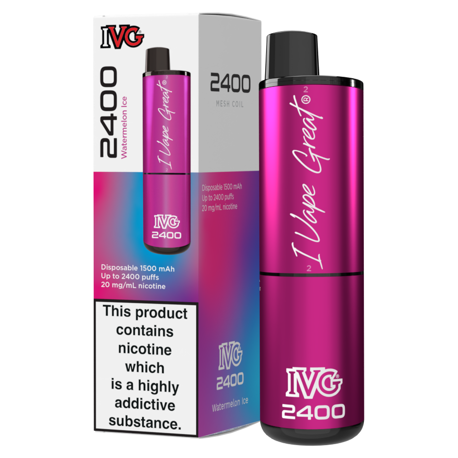 IVG 2400 Disposable Vape Kit in Watermelon Ice – multi-flavor disposable vape offering up to 2400 puffs with a bold and smooth nicotine delivery.