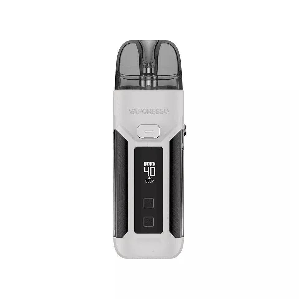 Vaporesso LUXE X Pro Pod Kit in White – advanced vape device with a customizable power settings, and COREX heating tech for smooth, flavorful performance.