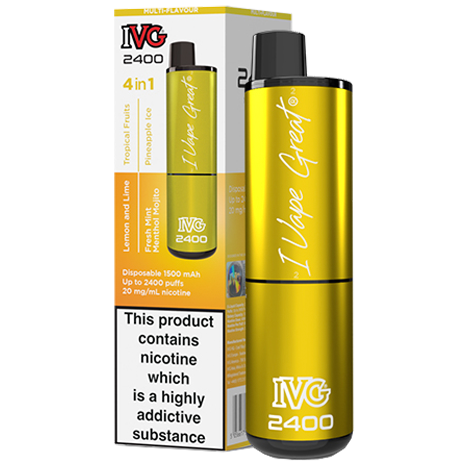 IVG 2400 Disposable Vape Kit in Yellow Edition – multi-flavor disposable vape offering up to 2400 puffs with a bold and smooth nicotine delivery.
