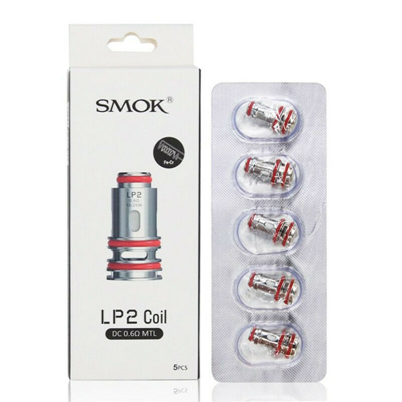 Smok LP2 replacement coils, pack of 5, including DC 0.6Ω coils for MTL vaping and Meshed 0.23Ω coils for DL vaping, designed for consistent flavor, smooth vapor production, and compatibility with Smok LP2‑supported devices.