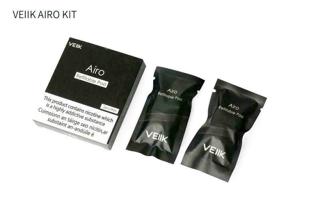Genuine Veiik Airo Black pod vape kit with built-in rechargeable battery and refillable pod system.