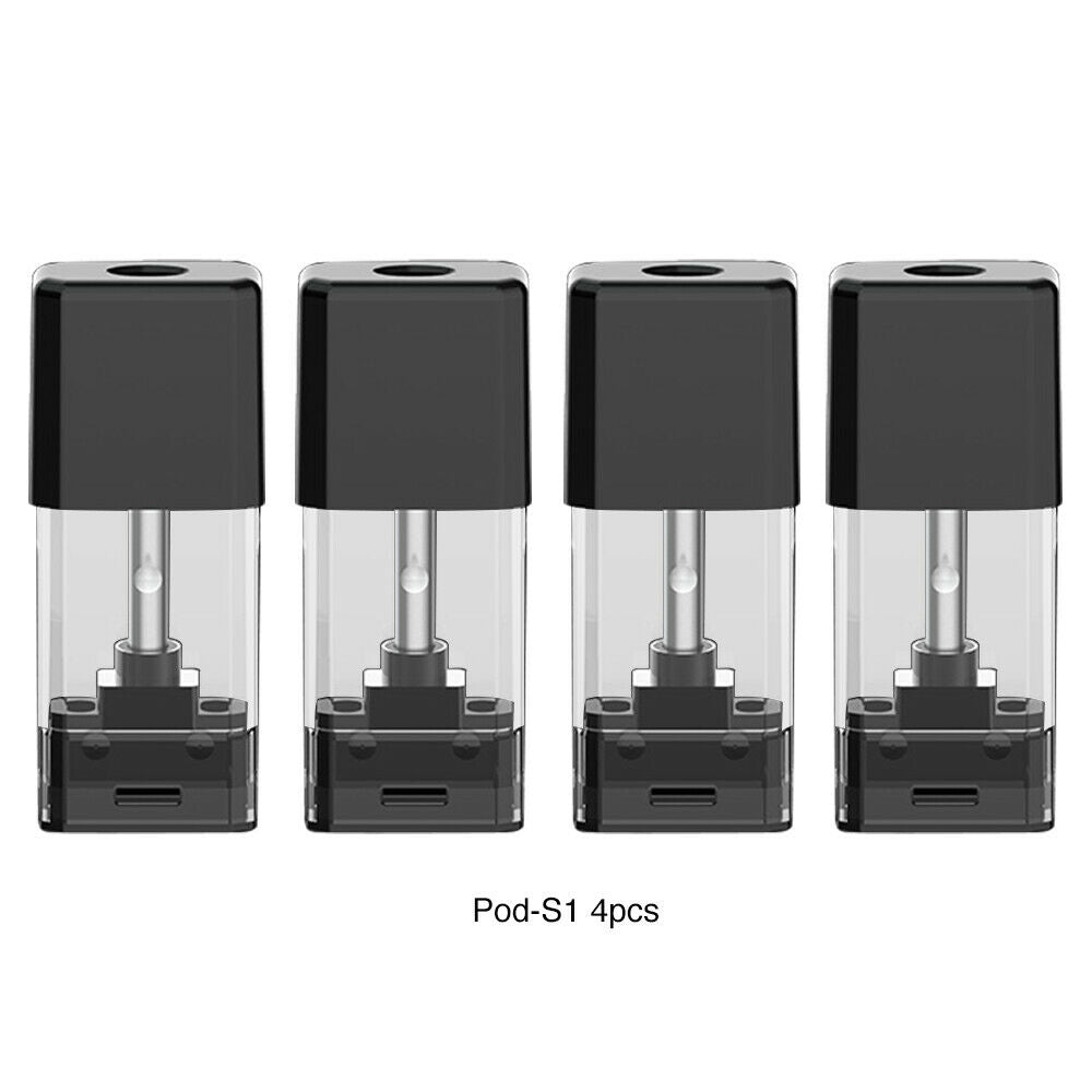 VooPoo S1 replacement pods, original pack of 4 refillable cartridges for Drag Nano S1 pod vape kit.