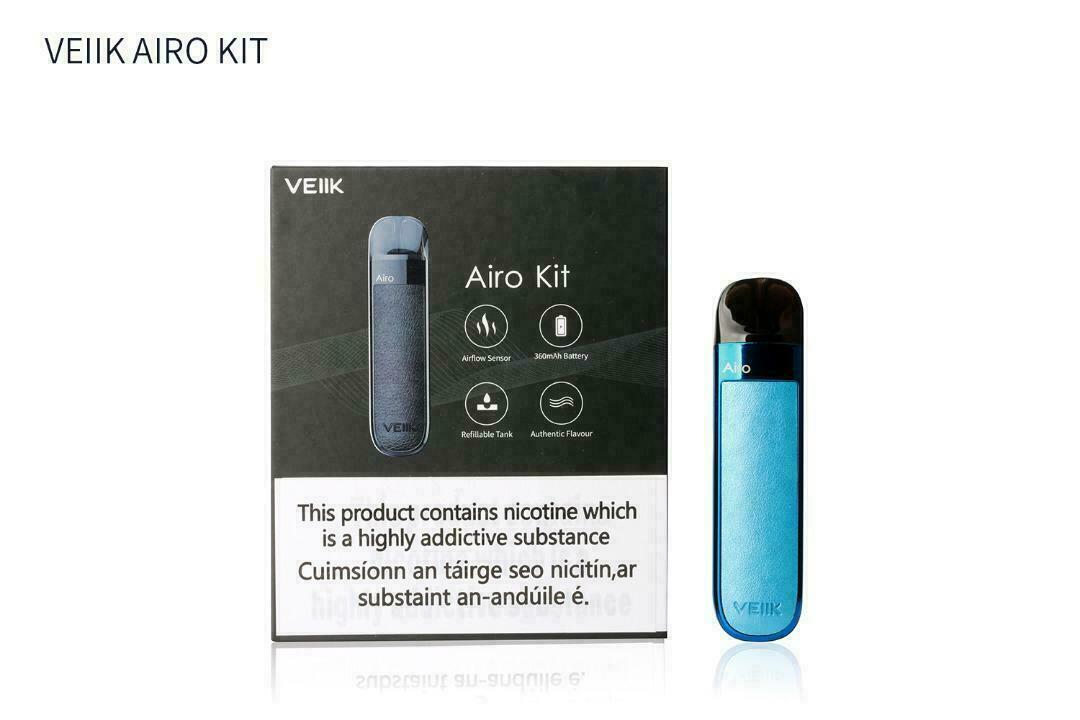 Genuine Veiik Airo Blue pod vape kit with built-in rechargeable battery and refillable pod system.