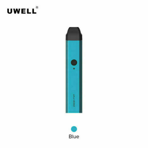 Uwell Caliburn AIO Blue pod vape kit with built-in rechargeable battery and refillable cartridge system.