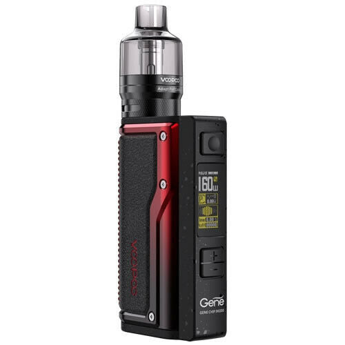 Genuine Voopoo ARGUS GT 160W vape kit in Black & Red, featuring a powerful 160W output, ergonomic design, and advanced chipset for precise vaping control
