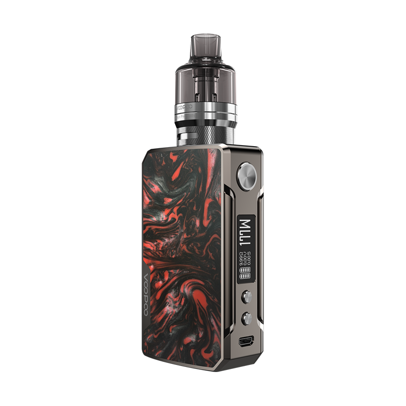 Voopoo Drag 2 177W Mod Pod Vape Kit in B-Scarlet – high-performance vape mod featuring a bold scarlet resin design, 177W power output, GENE.FIT chipset, and PnP pod compatibility for powerful and customizable vaping.