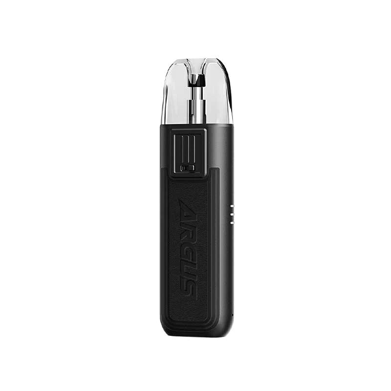 VooPoo Argus Pod SE Pod Vape Kit in Black – sleek and durable pod system with an integrated 800mAh battery, side-fill pods, and GENE.AI chip for stable power output and smooth MTL vaping.