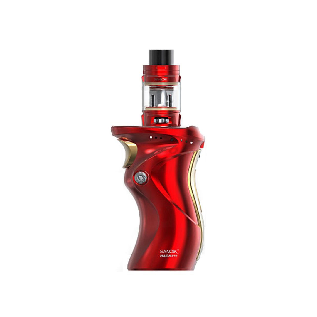 Smok Mag V8 Mod Vape Kit in Red – a powerful and rugged device inspired by the shape of a gun handle, featuring a single 21700/20700/18650 battery compatibility, TFV8 Baby V2 tank, and a striking black finish for maximum style and performance.
