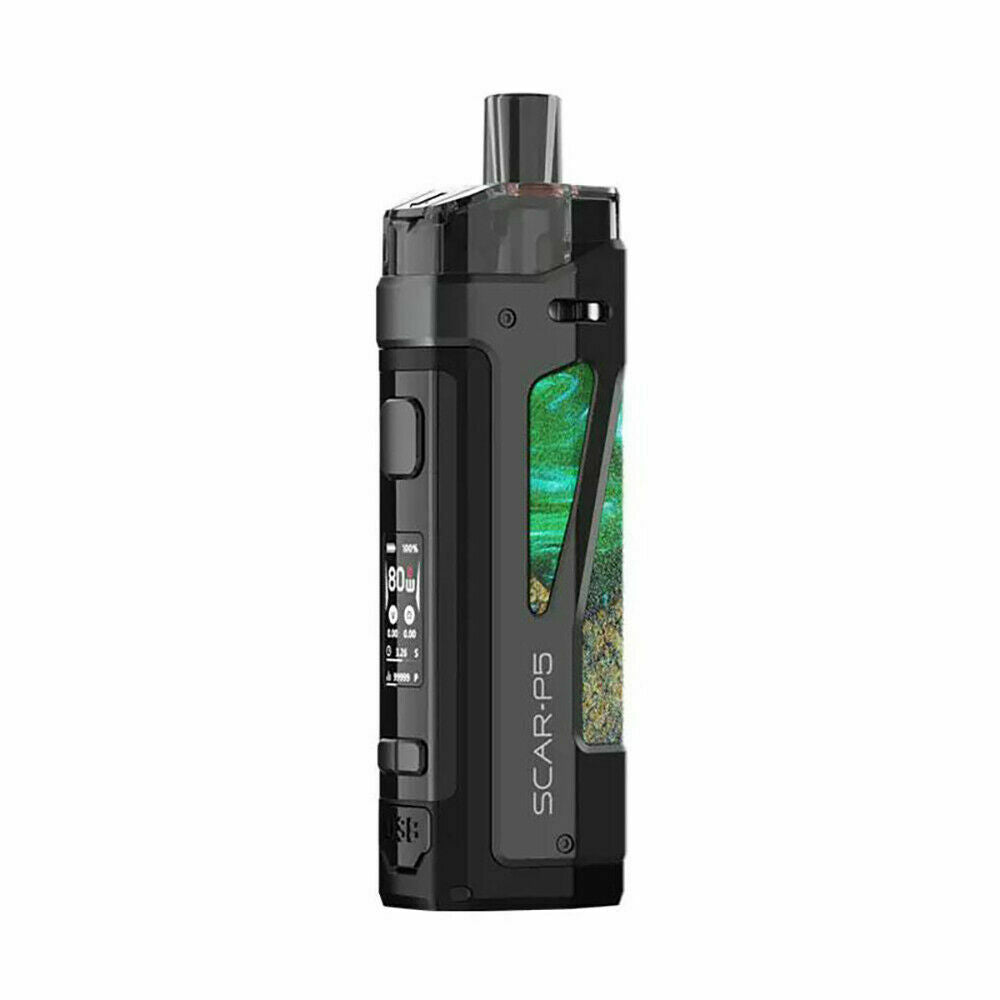 Smok Scar P5 80W Mod Pod Kit in Fluid Green – 2ml capacity pod vape system with powerful performance and sleek design.