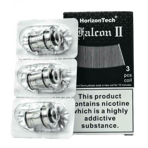Pack of three HorizonTech Falcon II Sector Mesh 0.14ohm replacement coils designed for the Falcon II tank, delivering enhanced flavor and vapor production.