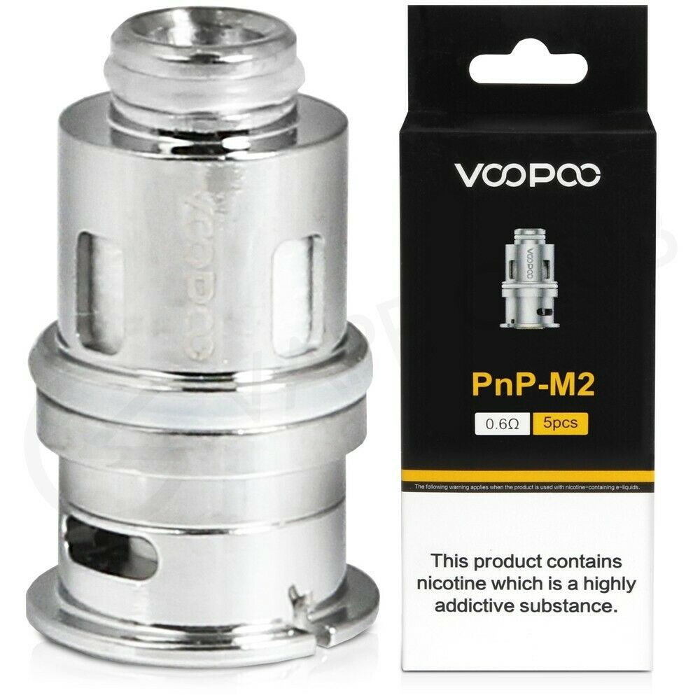 Genuine VooPoo PnP M2 0.6 ohm mesh vape coils for restricted direct-to-lung vaping, pack of 5 replacement coils