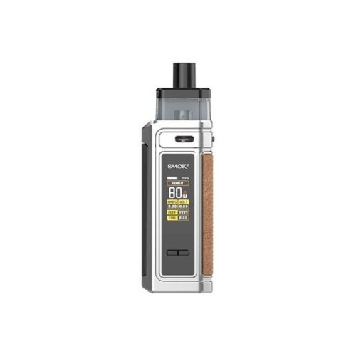 Smok G-Priv 80W Pod Vape Kit in Nano Chrome – bold and ergonomic pod mod featuring an 80W max output, intuitive fire bar activation, adjustable airflow, and LP2 coil compatibility for a customizable vaping experience.