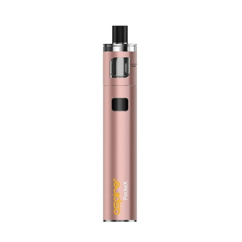 Aspire Pockex AIO starter vape pen kit in Rose Gold, featuring an all-in-one design, refillable tank, and compact portable build ideal for beginners.