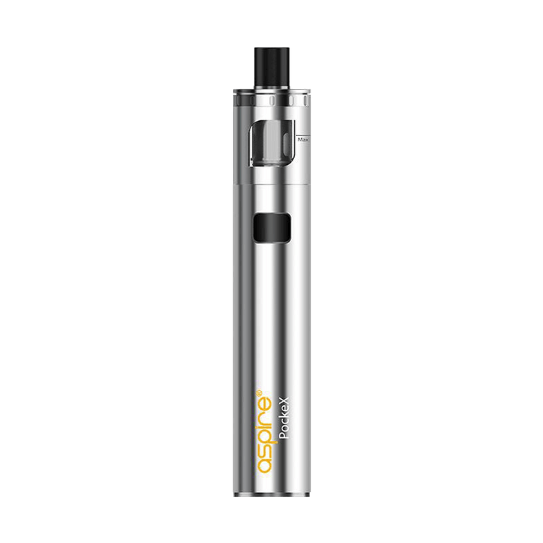 Aspire Pockex AIO starter vape pen kit in Silver, featuring an all-in-one design, refillable tank, and compact portable build ideal for beginners.