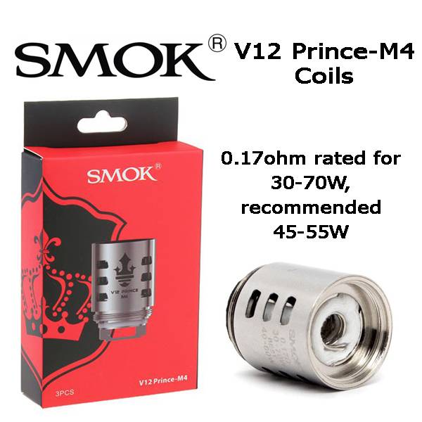 SMOK TFV12 Prince M4 Coil 0.17ohm Pack of 3x Replacement Vape Coil -10   Eco Smok Vape Store