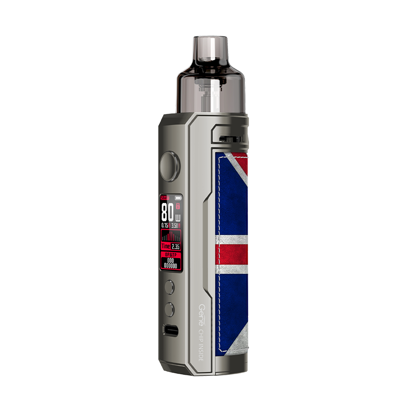 VooPoo Drag X Silver Knight mod pod vape starter kit with adjustable wattage, refillable pod, and sleek ergonomic design.