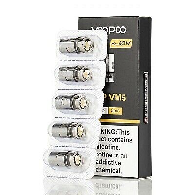 Genuine VooPoo VINCI PnP VM5 0.2 ohm mesh vape coils for 60–80W direct-to-lung vaping, pack of 5 replacement coils