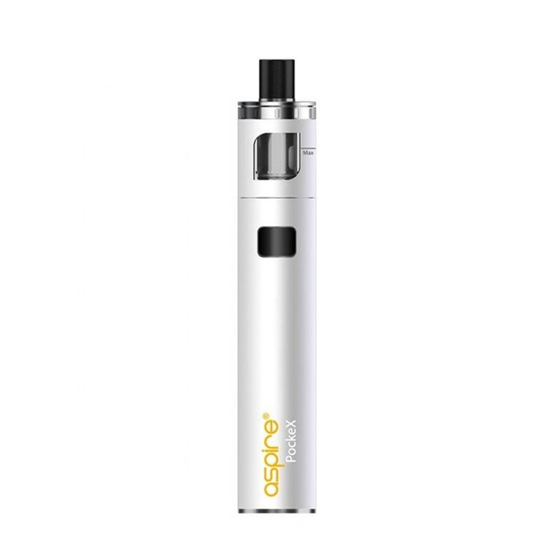 Aspire Pockex AIO starter vape pen kit in White, featuring an all-in-one design, refillable tank, and compact portable build ideal for beginners.