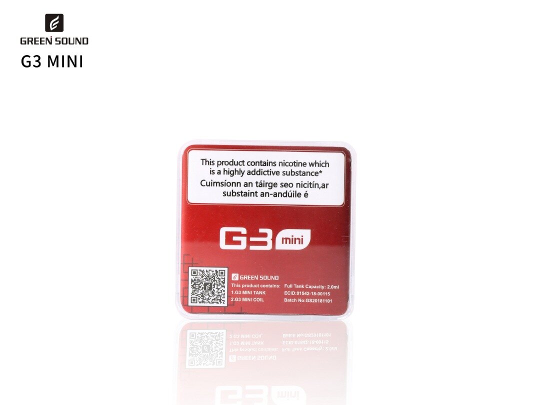 Genuine Green Sound G3 Mini vape tank with 2ml e-liquid capacity, new and compatible with Green Sound G3 Mini devices.