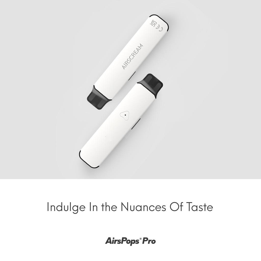 Airscream AirPops Pro Vape Kit – ultra-compact and minimalist pod system designed for smooth MTL vaping, featuring a sleek body, rapid draw activation, and compatibility with AirPops Pro prefilled pods for clean and consistent flavor delivery.