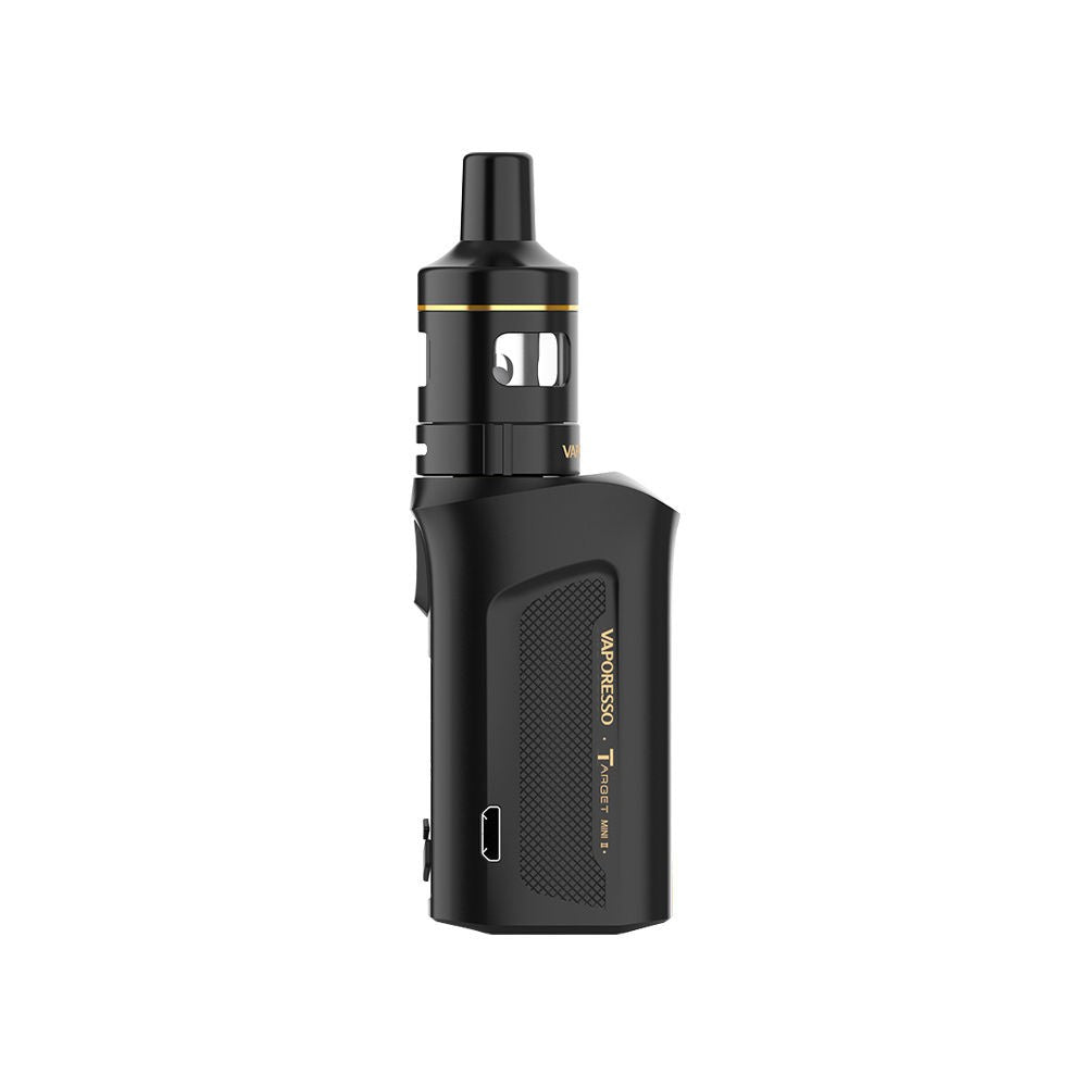 Vaporesso Target Mini 2 vape kit with 2000mAh battery in Black, 50W mod, and 2ml VM tank, designed for compact yet powerful vaping.