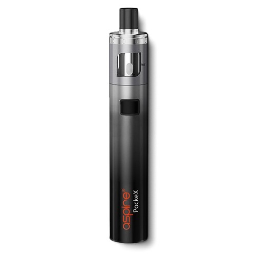 Aspire Pockex AIO starter vape pen kit in Black Grey, featuring an all-in-one design, refillable tank, and compact portable build ideal for beginners.