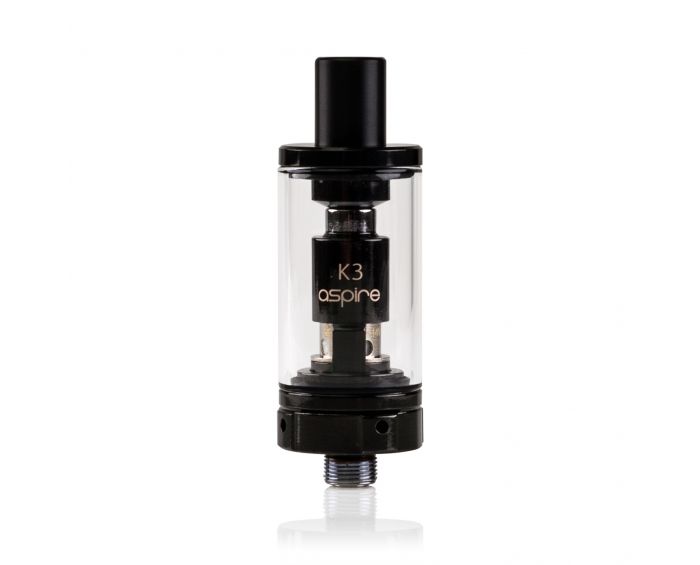 Genuine Aspire K3 BVC clearomizer atomizer tank with 1.8Ω fitted coilin Black, 2ml e-liquid capacity.