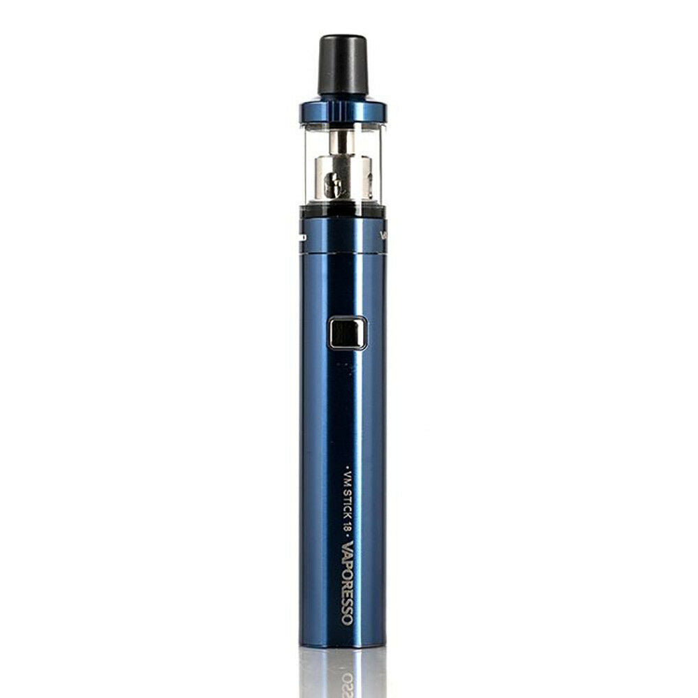 Vaporesso VM Stick 18 Starter Kit in Blue – a compact and user-friendly vape pen, perfect for MTL and restricted DTL vaping, featuring fast charging, optimized flavor delivery, and hassle-free operation.