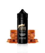 Load image into Gallery viewer, 100ml shortfill bottle of Arabian Oryx Premium E-Liquid in Caramel Candy flavor, crafted with a high-quality 70VG/30PG blend for rich flavor and dense clouds, nicotine-free with space for nic shots.