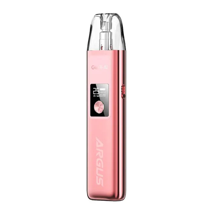 VOOPOO Argus G Vape Kit in Glow Pink – stylish and high-performance pod system with a 1000mAh battery, OLED screen, airflow adjustment, and GENE.AI chip for smooth and flavorful MTL vaping