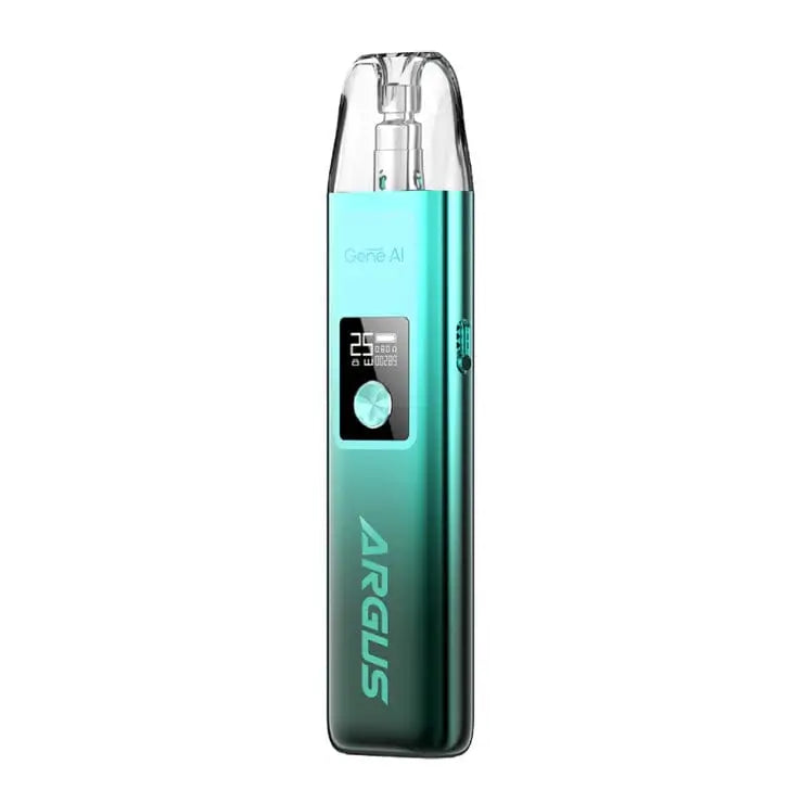 VOOPOO Argus G Vape Kit in Racing Green – stylish and high-performance pod system with a 1000mAh battery, OLED screen, airflow adjustment, and GENE.AI chip for smooth and flavorful MTL vaping