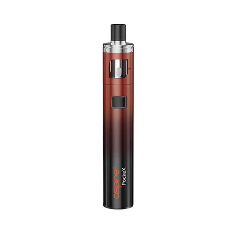 Aspire Pockex AIO starter vape pen kit in Red Black, featuring an all-in-one design, refillable tank, and compact portable build ideal for beginners.