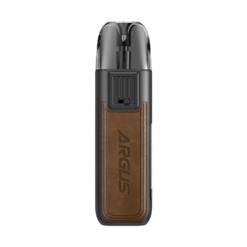 Genuine VooPoo Argus Pod Kit in Brown – sleek and reliable pod system featuring a 800mAh battery, GENE.AI chip, side-fill pods, and airflow adjustment for a customizable and smooth MTL vape.