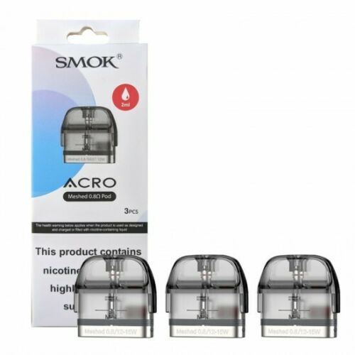 Smok Acro Pods Meshed 0.8ohm Pack of 3x Replacement Pods 2ml Capacity  Eco  Smok Vape Store