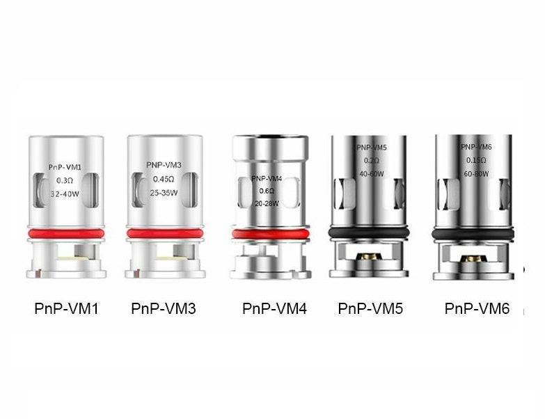 VooPoo VINCI PnP replacement coils VM1 VM3 VM4 VM5 VM6 and PnP-RBA rebuildable head, pack of 5