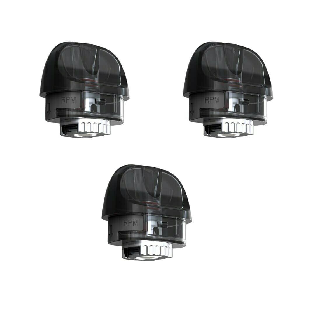 SMOK Pozz X RPM replacement pods without coils, TPD compliant 2ml refillable cartridges, pack of 3 for Pozz X pod vape kit.