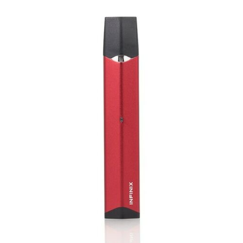 SMOK Infinix Kit Pod System in Red with 250mAh battery, or pack of 3 refillable replacement pods, offering a sleek design, compact portability, and smooth vaping performance.