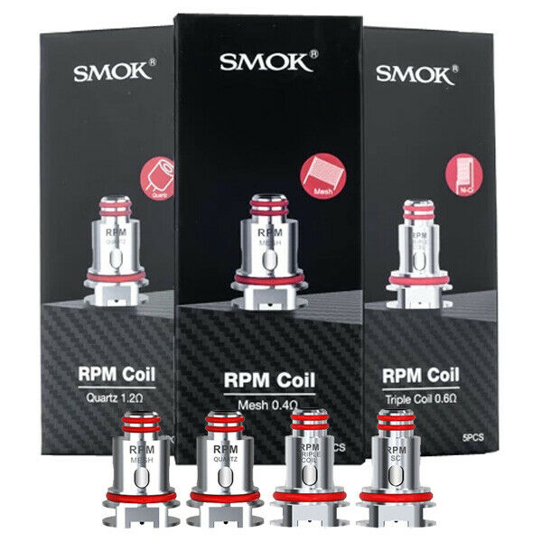 SMOK RPM-40 replacement coils and pods including mesh, triple coil, SC, quartz, and RBA options for RPM-40 pod vape kit