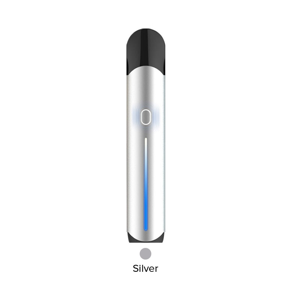 Genuine IQ Touch Refillable Pod Kit in Silver – 450mAh battery, 2ml capacity, compact pod vape device.