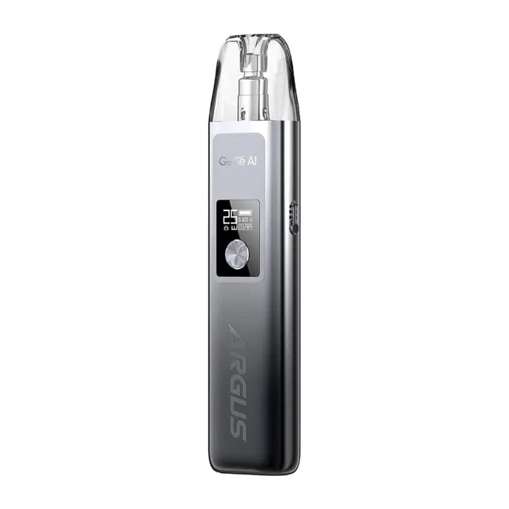 VOOPOO Argus G Vape Kit in Space Grey – stylish and high-performance pod system with a 1000mAh battery, OLED screen, airflow adjustment, and GENE.AI chip for smooth and flavorful MTL vaping