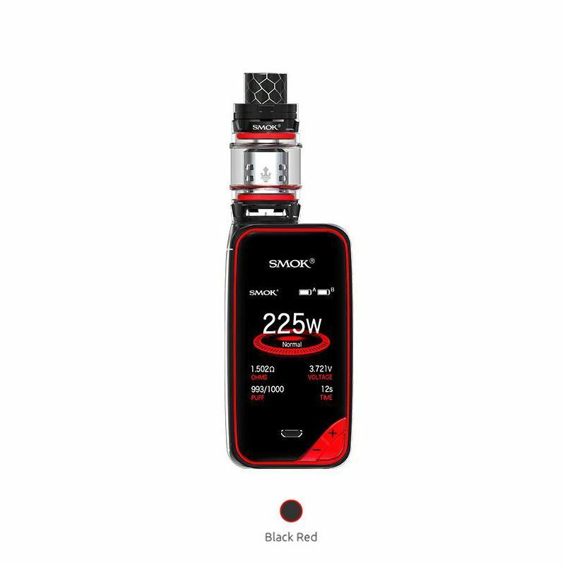 Smok X Priv kit 225W with TFV12 Prince tank in Prism Black/Red, combining high power and stylish design for advanced vaping.